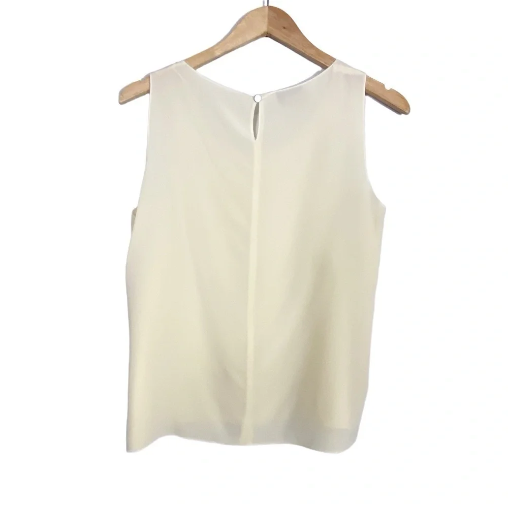 CHANEL Ivory Silk Sleeveless Tank Minimalist Vintage Paris Blouse